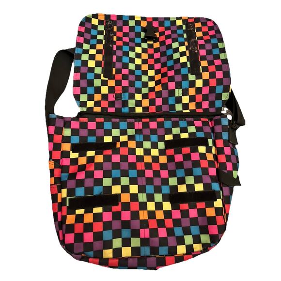 Yak Pak Crossbody Messenger Bag Multi-Color Checkerboard Bag - Picture 4 of 7